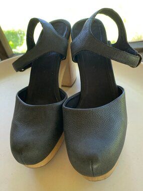 Worn Once Rachel Comey Black Leather Dekalb Clog Platform Shoes - Size 6.5